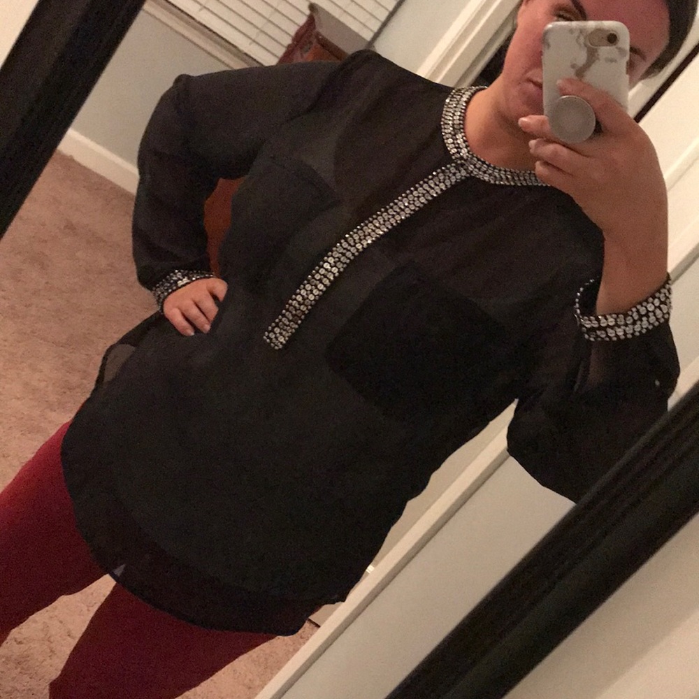 a.n.a. XL Shear Sequined Tunic
